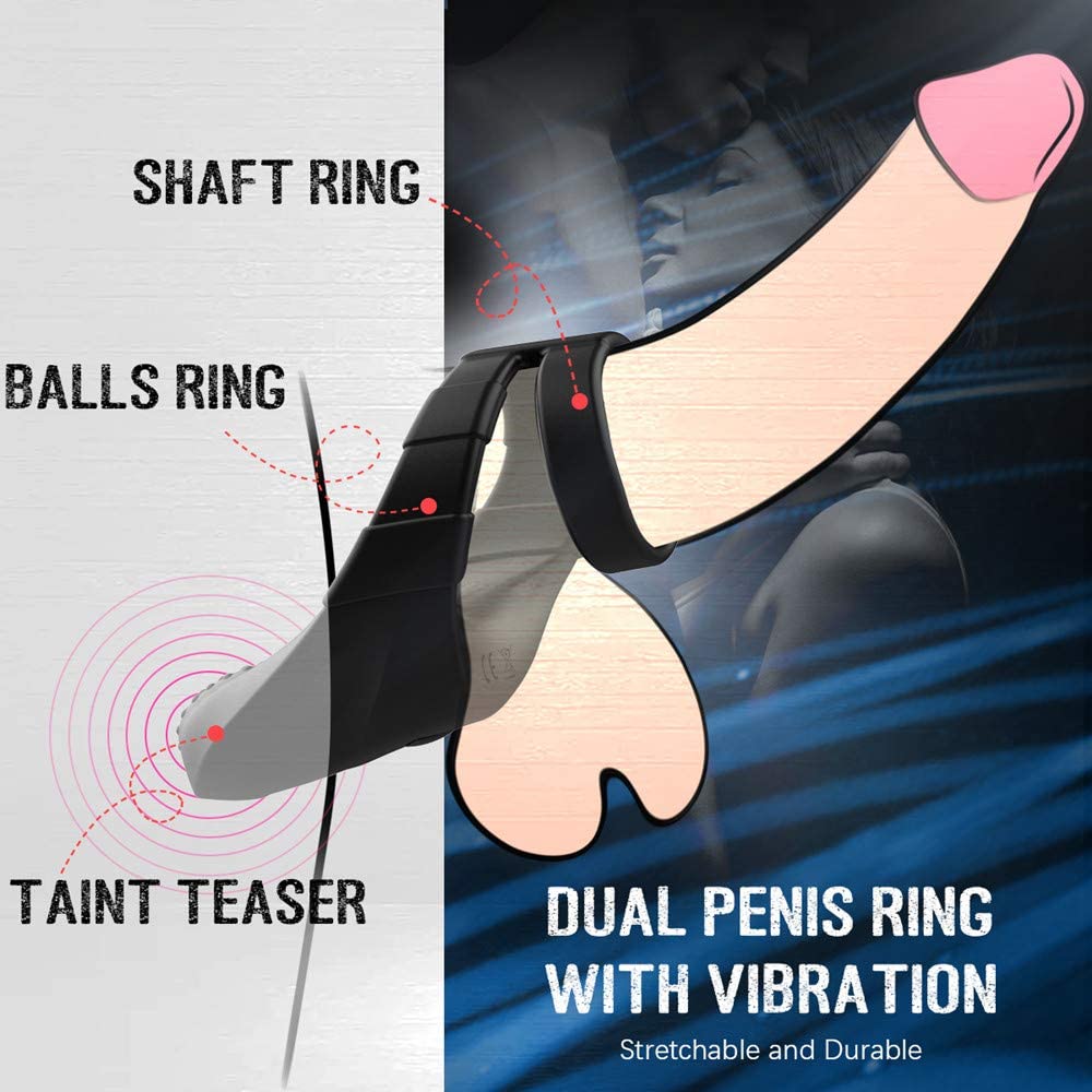 Dual Dildo Vibrator Stretchy Cock Ring (3)