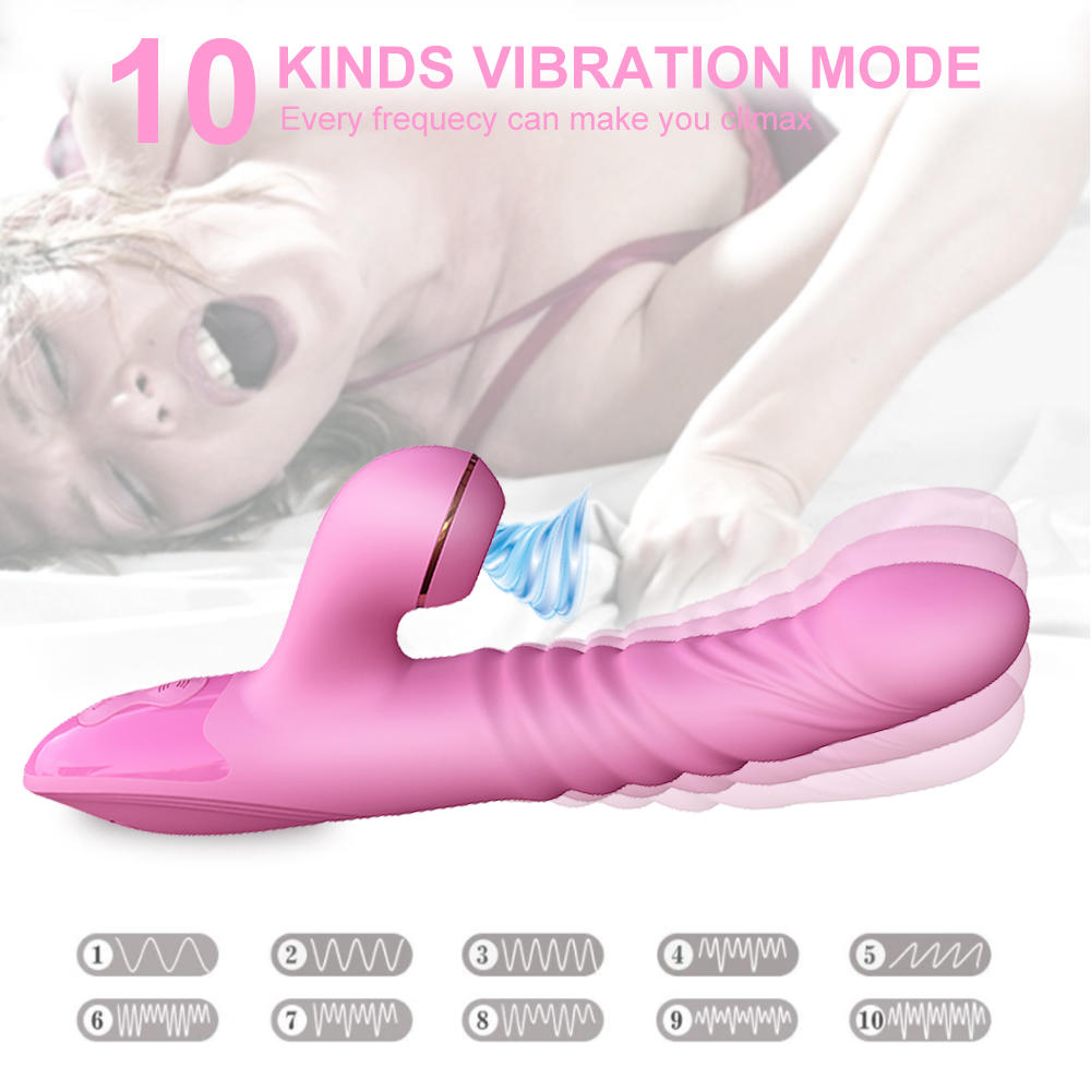 Rechargeable dildo 12 Vibrations Dual Stimulation Clitoris G-Spot Silicone Rabbit Vibrator,Tongue Clitoral Licking Vibrator (3)
