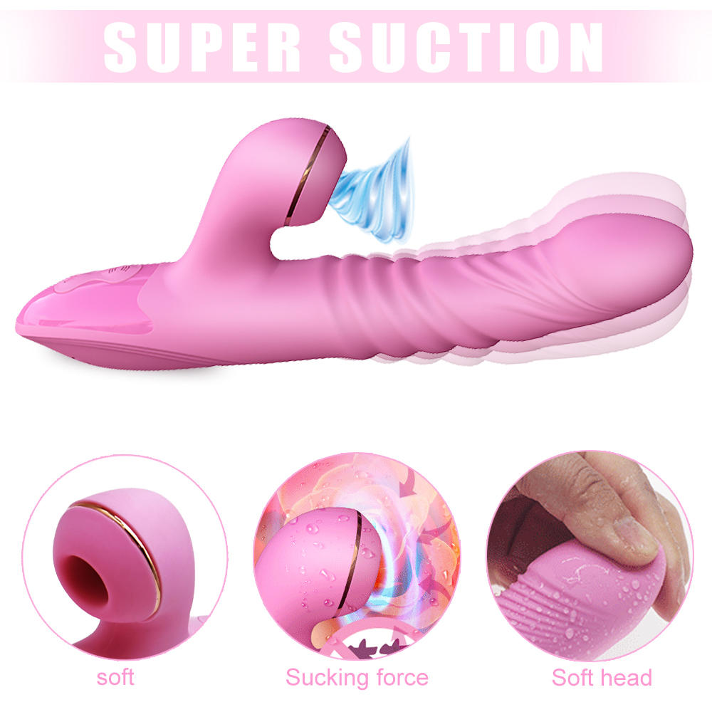Rechargeable dildo 12 Vibrations Dual Stimulation Clitoris G-Spot Silicone Rabbit Vibrator,Tongue Clitoral Licking Vibrator (4)