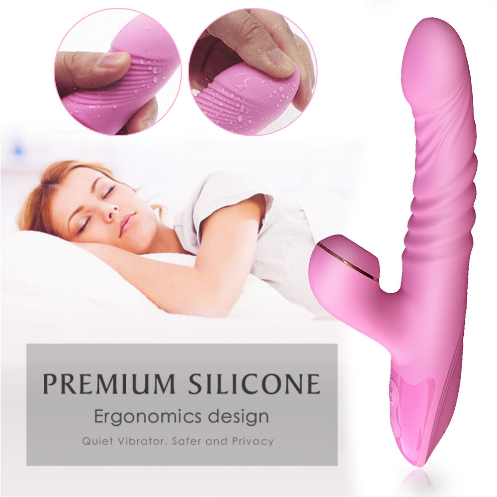 Rechargeable dildo 12 Vibrations Dual Stimulation Clitoris G-Spot Silicone Rabbit Vibrator,Tongue Clitoral Licking Vibrator (6)