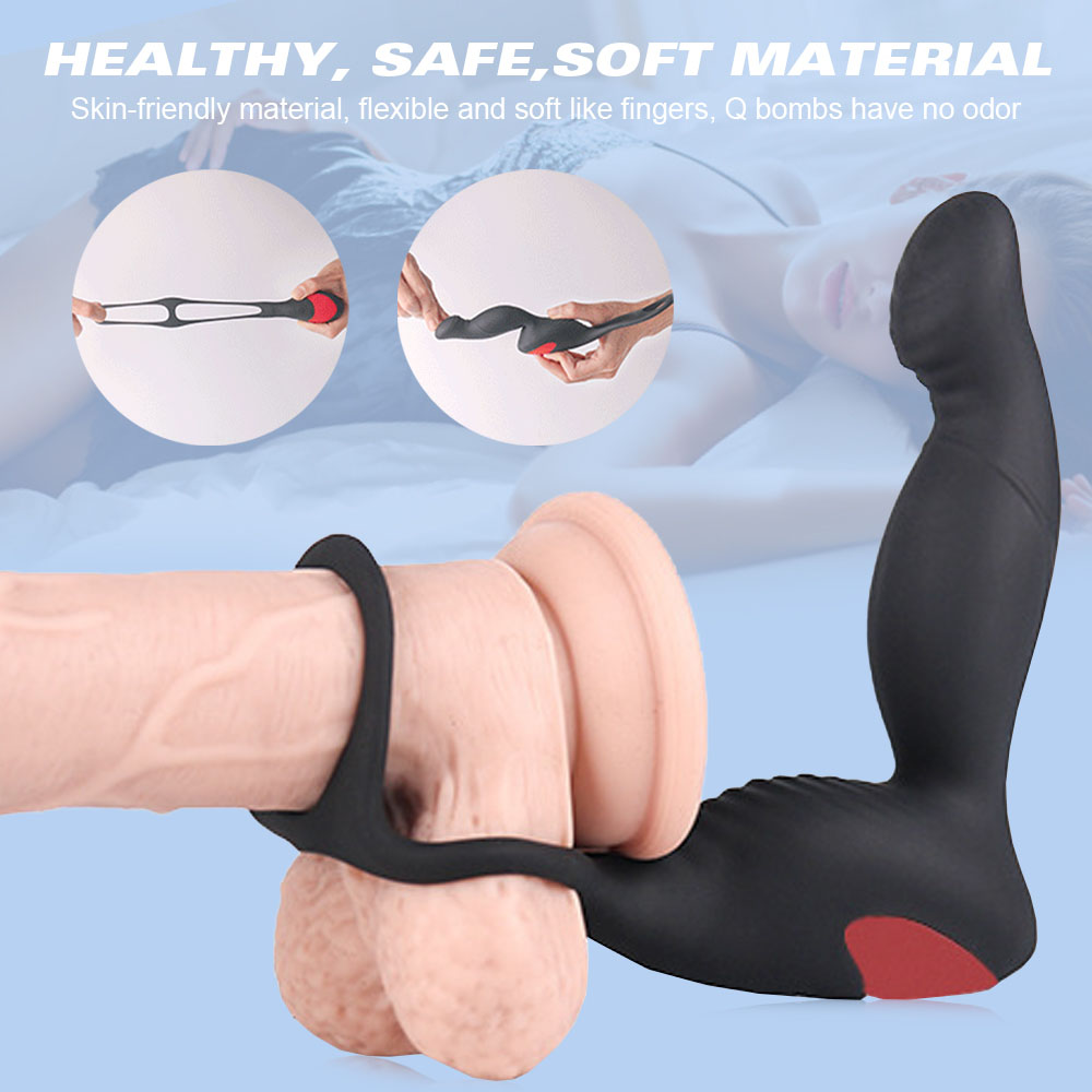 2021 Amazon hot sale anal sex toy cock rings masturbation 9 patterns vibrating prostate massager cock rings anal plug (5)