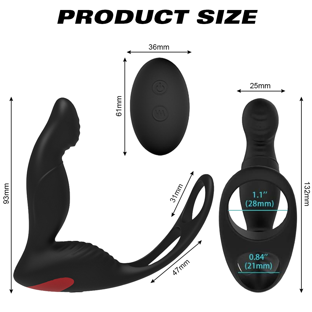 2021 Amazon hot sale anal sex toy cock rings masturbation 9 patterns vibrating prostate massager cock rings anal plug (9)